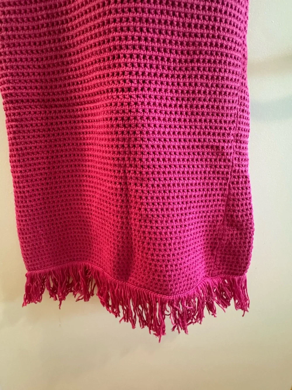 Reformation Hot Pink Crochet Midi Dress with Fringe - Picture 3 of 6